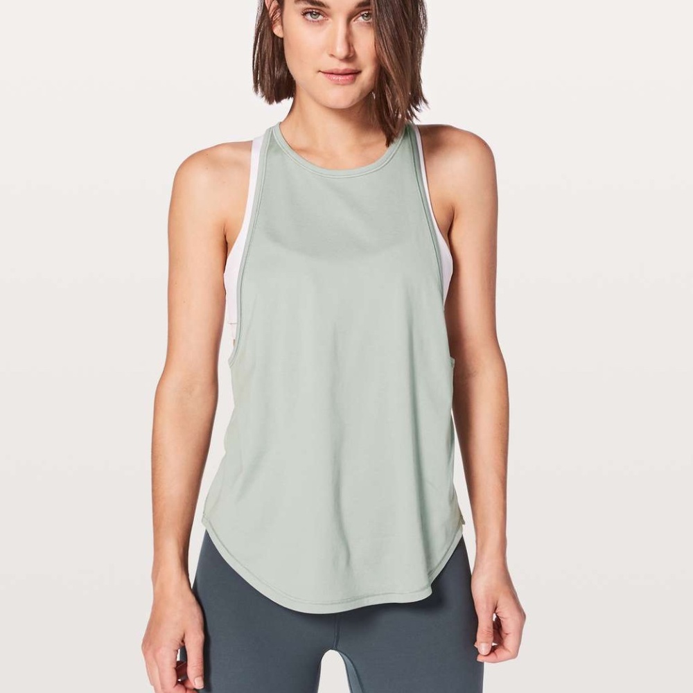 LULULEMON Athletica GUC Sweat Date Muscle Tank Top Misty Moss Cotton 6